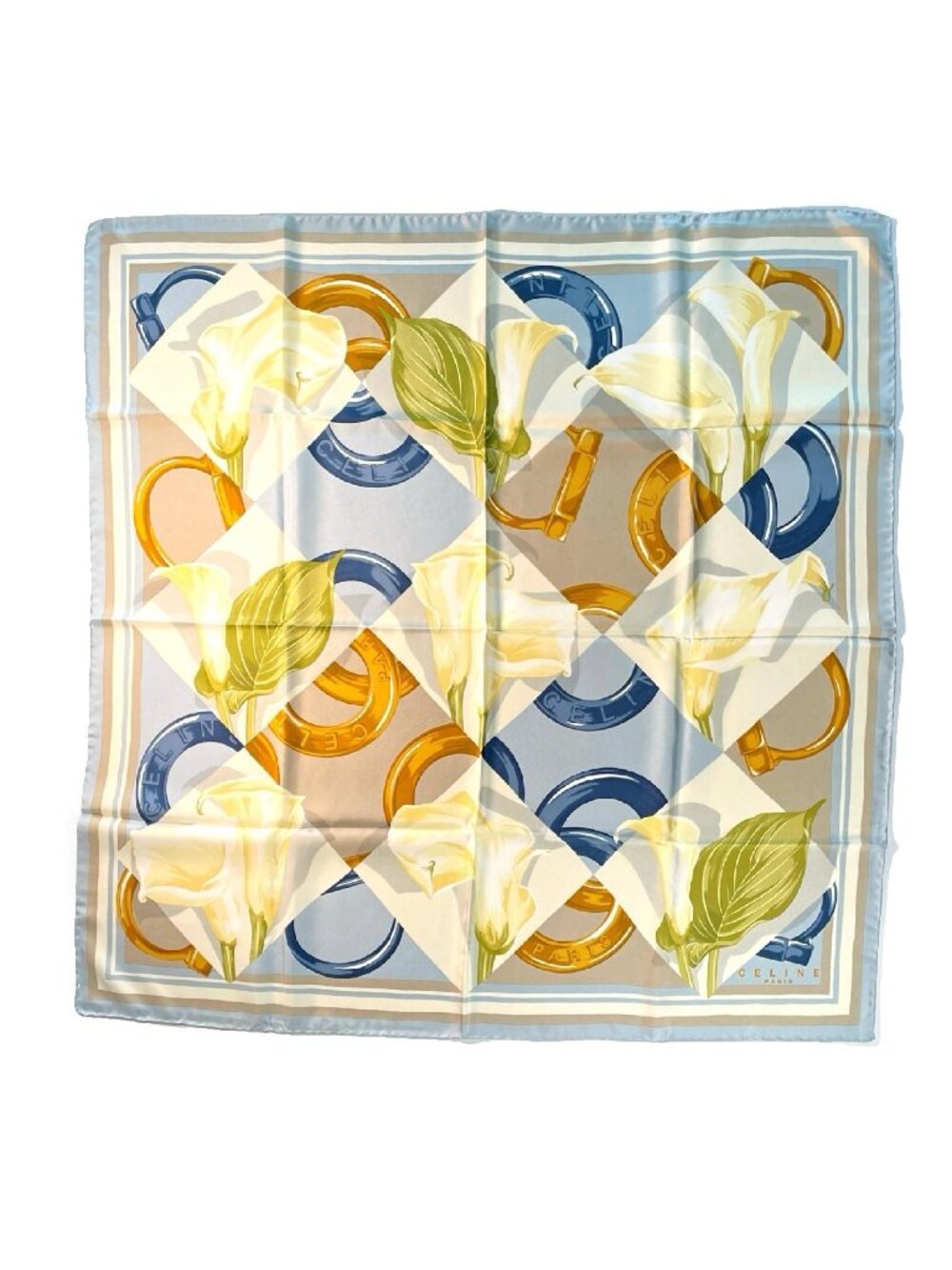 Rare Vintage Celine Floral Silk Scarf